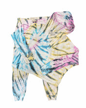 Load image into Gallery viewer, CLEARANCE - Ladies Vintage Havana Pastel Swirli Burnout across Front Hoodie