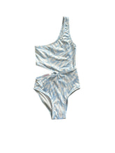 Load image into Gallery viewer, Blue Happy Splash Cut Out Swimsuit SIZE 2
