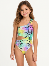 Load image into Gallery viewer, Model wearing Stella Cove Pastel Snake Side Cut One Piece Size 16
