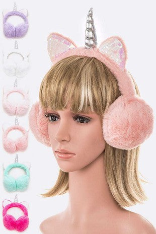 Clearance - Metallic Sequin Unicorn Ear Muff
