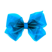Load image into Gallery viewer, Medium WeeSplash™ Vibrant Colored Vinyl Girls Swim Hair Bow - Aegean Blue
