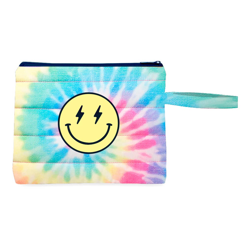 Tie dye Pastel Delight with smile face Puffer Wet Bag