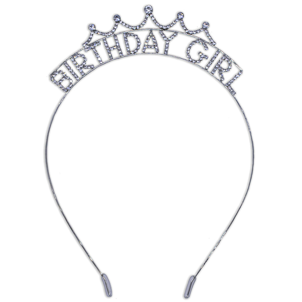 Rhinestone Birthday Girl Tiara Crown Headband