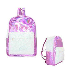 Clearance - American Jewel Metallic Pink Disco Vibe Glitter & Iridescent Large Backpack