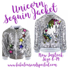 Load image into Gallery viewer, Clearance - Unicorn Sequin Zip Up Jacket

