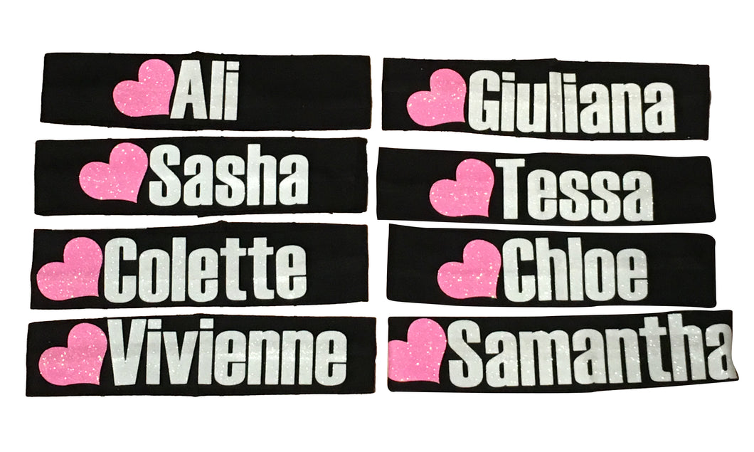 Personalized Black Headband with Neon Pink Heart