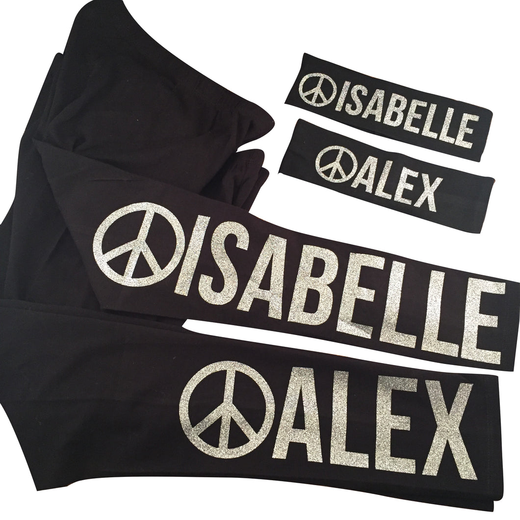 Peace Personalized Leggings and Matching Headband