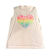Load image into Gallery viewer, Clearance - Flowers by Zoe Neon Rainbow Heart White Tank
