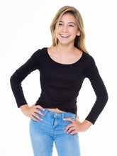 Load image into Gallery viewer, Clearance - Malibu Sugar Long Sleeve Gathered Front Top - Black
