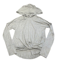 Load image into Gallery viewer, Clearance - Terez Girls Grey Twist Front Long Sleeve Shirt with Hood (Size 7-14)
