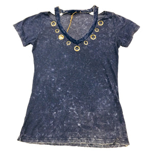 Clearance - U Go Girl Cut Our Tee with Gromet Neck Line