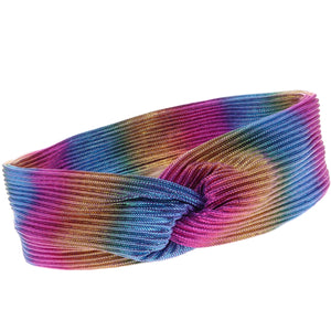 Wide Pleated Knot Headband - Dark Tie Dye