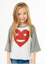 Load image into Gallery viewer, Clearance - Chaser Blocked jersey Flounce Sleeve Baseball Raglan-Red Heart
