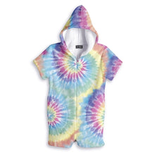 Load image into Gallery viewer, Pastel Tie-Dye Fuzzy Romper Loungewear
