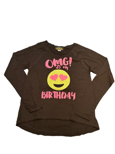 CLEARANCE -OMG its My Birthday Black Long Sleeve Shirt - Size Youth Large