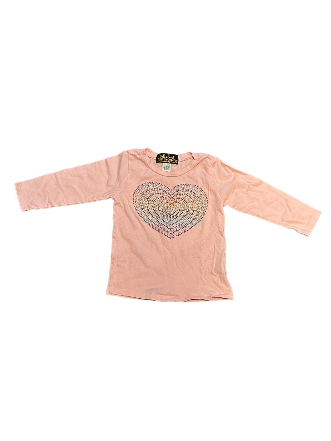 CLEARANCE -Rainbow Heart Pink Long Sleeve Shirt  - Size 24 Months
