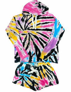 CLEARANCE - Ladies Vintage Havana Boardwalk Tie Dye Burnout Shorts