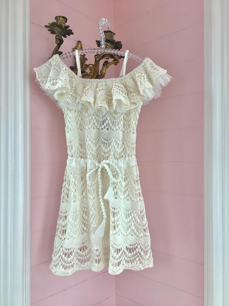 Clearance - Lace Ruffle White Dress